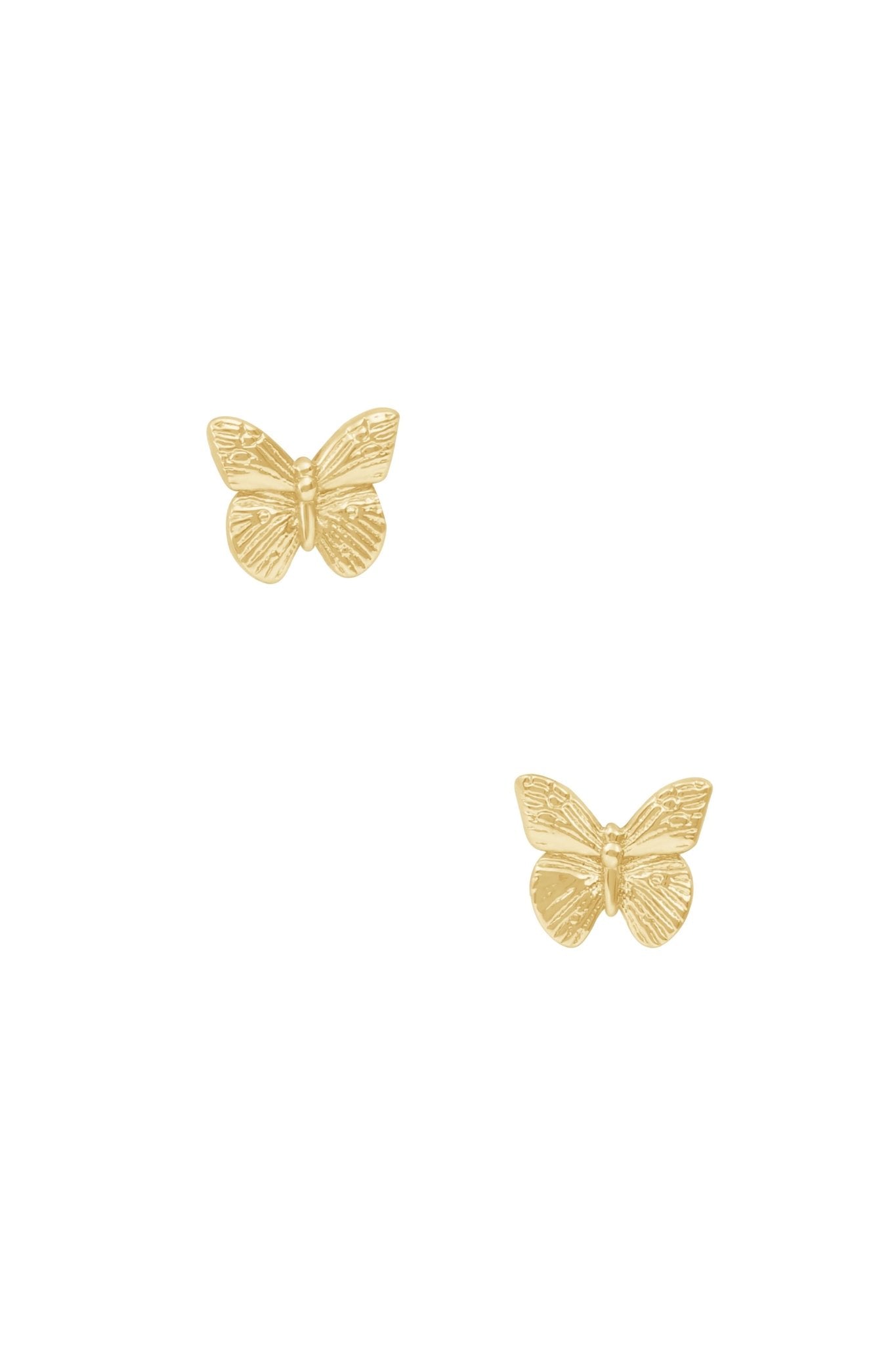 gold water resistant butterfly dainty earrings you can wear in water