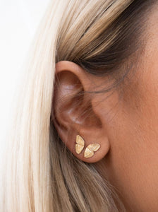 gold water resistant butterfly dainty earrings you can wear in water