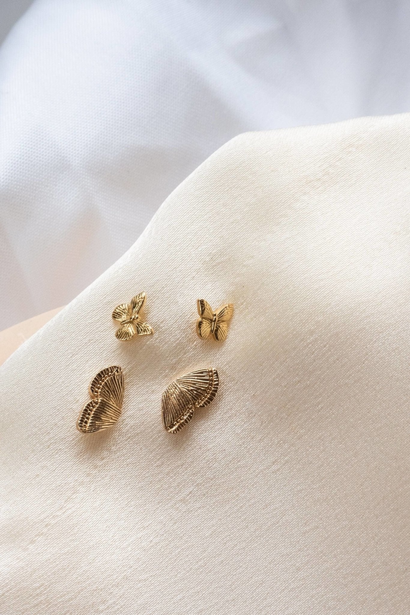 cute gold jewelry of tarnish resistant gold butterfly stud earrings